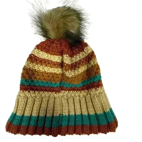L.L.BREAN Women's Wicked Cozy Knit Pom Hat, Stripe NWOT OSFM - Picture 1 of 6